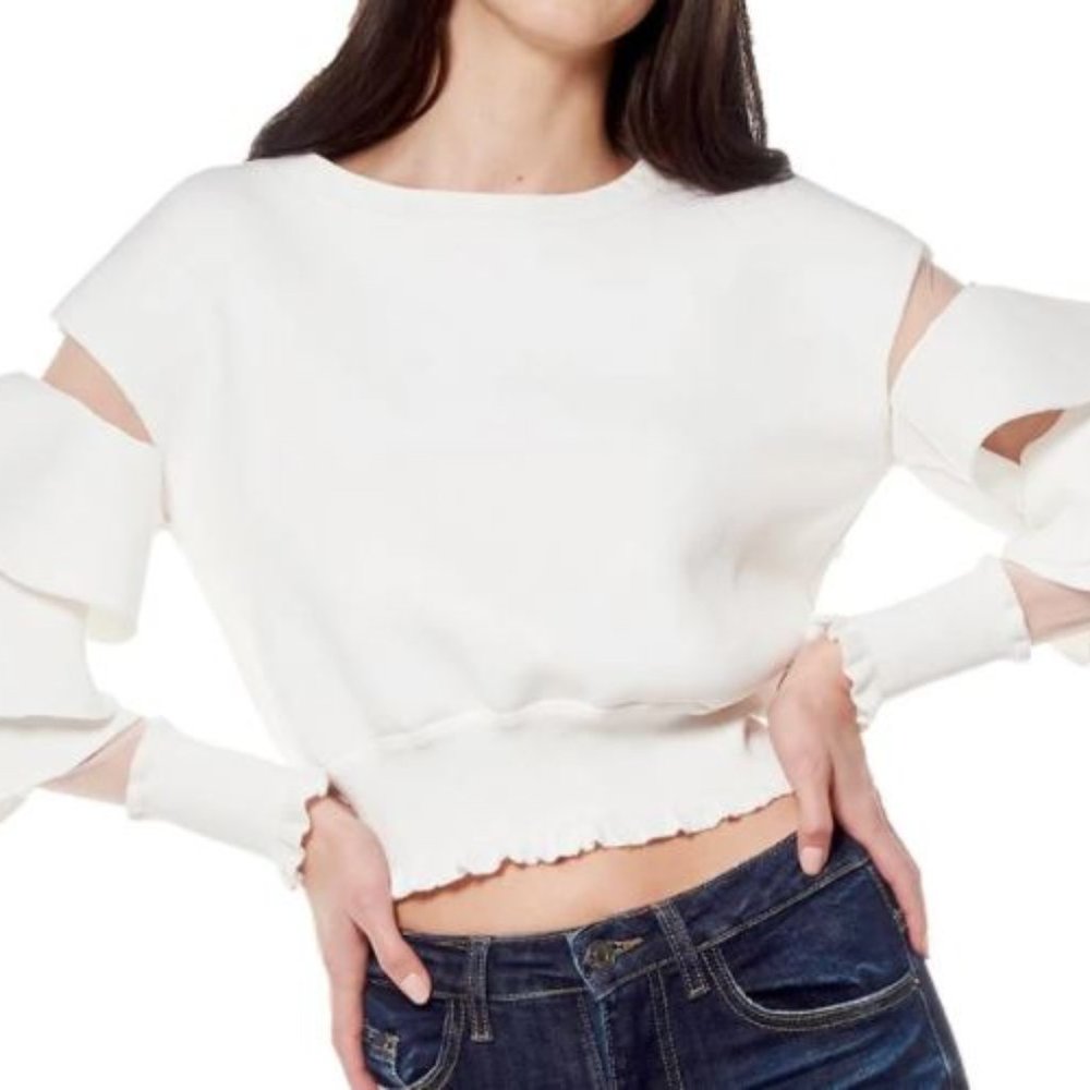 Ruffled Sleeve Neoprene Top